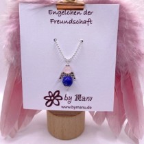 GlücksKette Engelchen der Freundschaft * 925 Silber * Edelstein-Perlen * Rosenquarz & Lapislazuli * Handarbeit